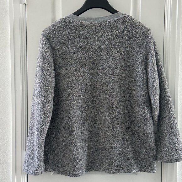 Secret Treasures Womens Grey Sherpa Pullover Night Owl Embroidery L/G 12-14 - Picture 2 of 5